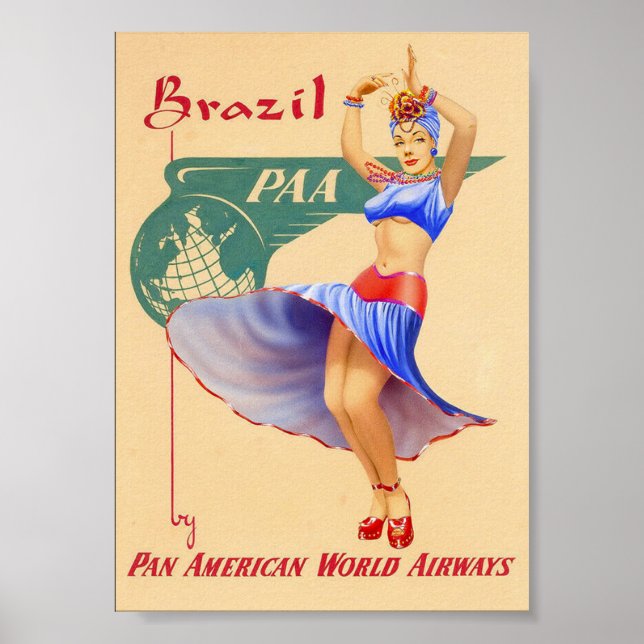 Brazil Retro Vintage Travel Poster Print (Front)