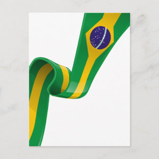 brazil ribbon flag postcard