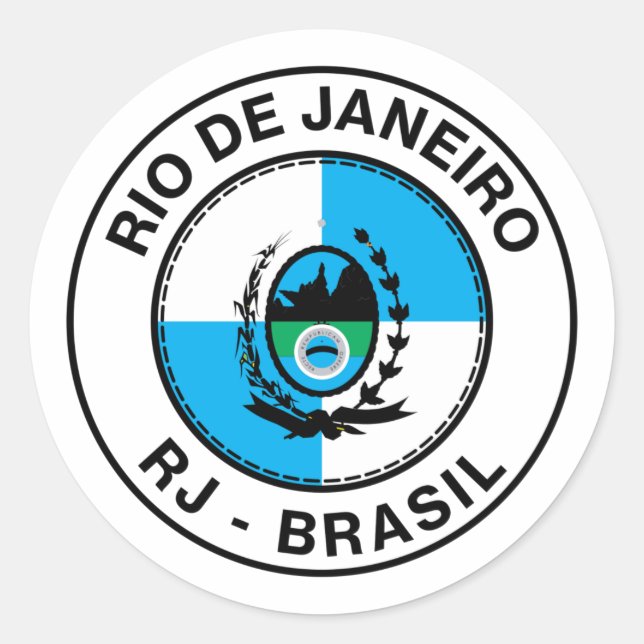 Brazil Rio de Janeiro RJ Bandeira Stamp Classic Round Sticker (Front)