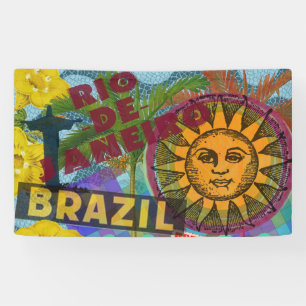 Brazil Rio de Janiero Sun Travel Colourful Art Banner