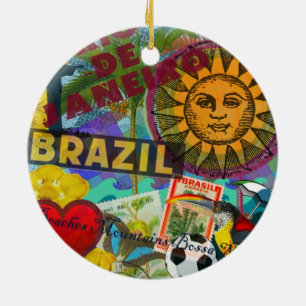 Brazil Rio de Janiero Sun Travel Colourful Art Ceramic Tree Decoration