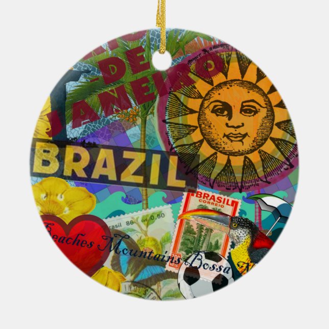 Brazil Rio de Janiero Sun Travel Colourful Art Ceramic Tree Decoration (Back)