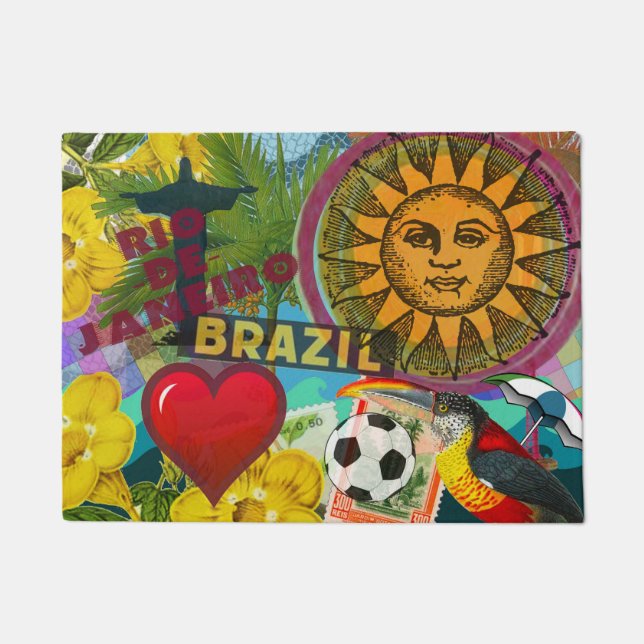 Brazil Rio de Janiero Sun Travel Colourful Art Doormat (Front)