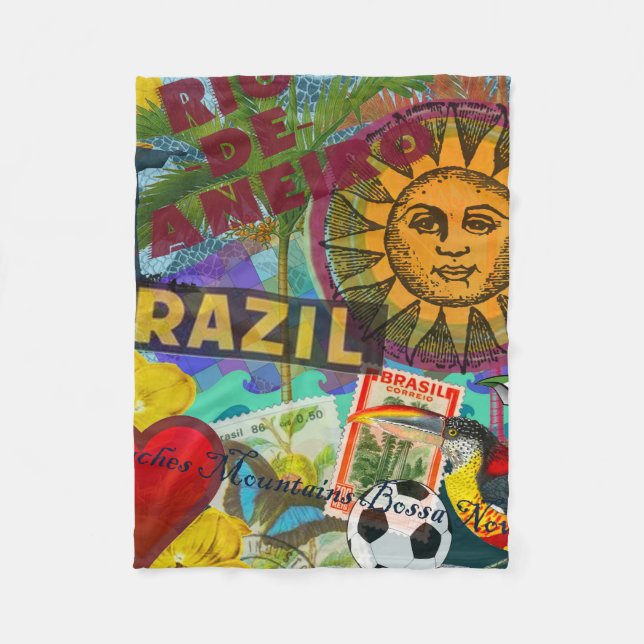 Brazil Rio de Janiero Sun Travel Colourful Art Fleece Blanket (Front)