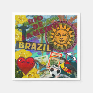 Brazil Rio de Janiero Sun Travel Colourful Art Napkin