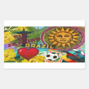 Brazil Rio de Janiero Sun Travel Colourful Art Rectangular Sticker