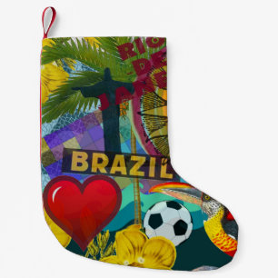 Brazil Rio de Janiero Sun Travel Colourful Art Small Christmas Stocking