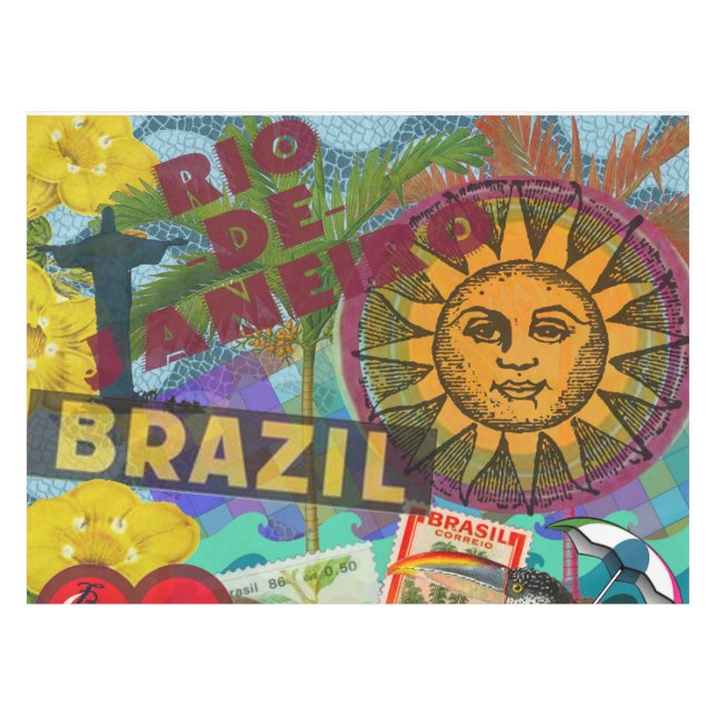 Brazil Rio de Janiero Sun Travel Colourful Art Tablecloth (Front (Horizontal))