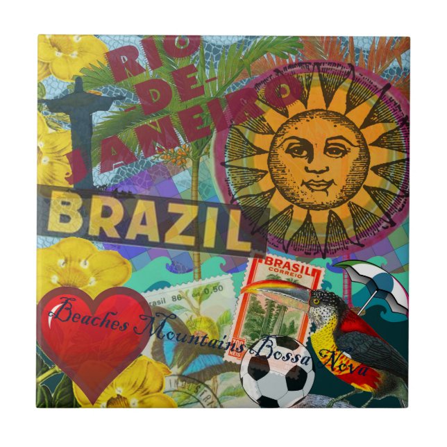 Brazil Rio de Janiero Sun Travel Colourful Art Tile (Front)