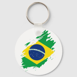Brazil Ripped Flag National Pride Sports Fans Braz Key Ring