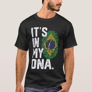 Brazil Roots Flag Fingerprint Graphic Patriotic T-Shirt