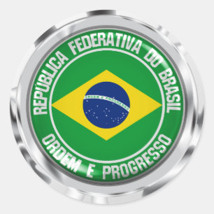 Brazil Round Emblem Classic Round Sticker
