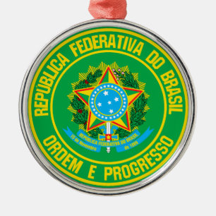 Brazil Round Emblem Metal Tree Decoration