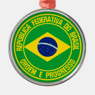 Brazil Round Emblem Metal Tree Decoration