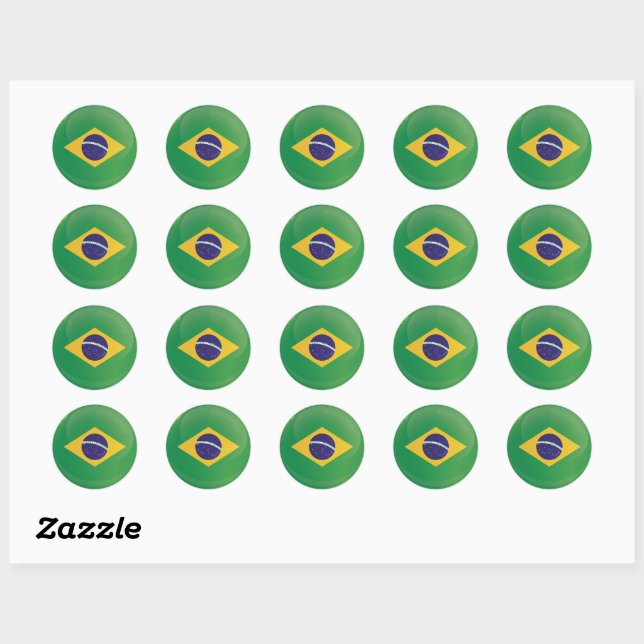 Brazil  Round Icon Flag Classic Round Sticker (Sheet)