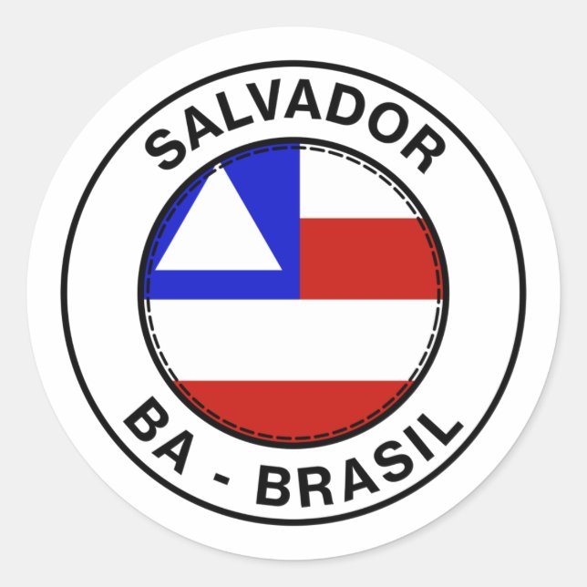 Brazil Salvador Bahia BA Bandeira Stamp Classic Round Sticker (Front)