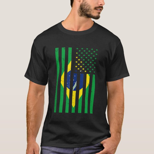 Brazil Shirt Brasil Soccer USA America Flag Jersey (Front)