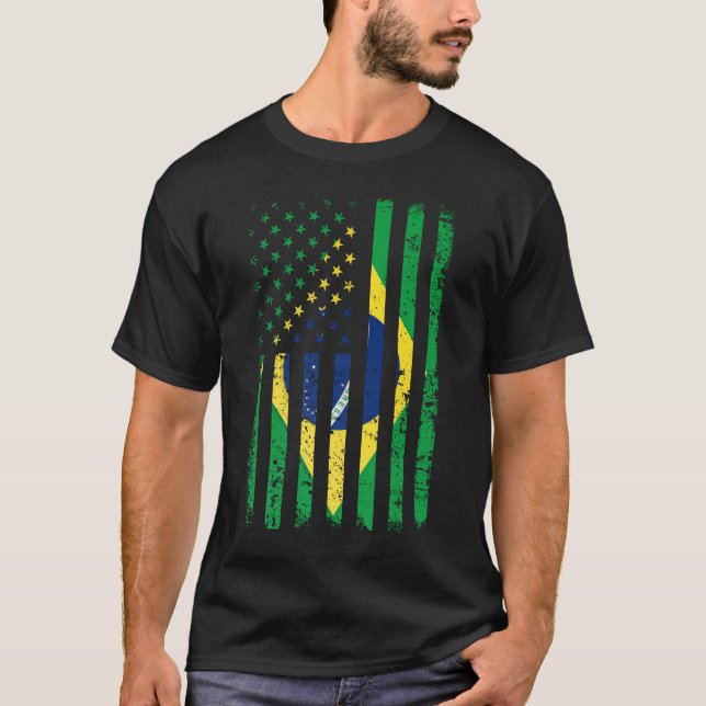 Brazil Shirt Brasil Soccer USA America Flag Jersey (Front)
