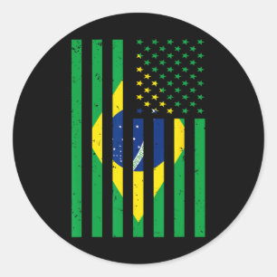 Brazil Shirt Brasil Soccer Usa America Flag Jersey Classic Round Sticker