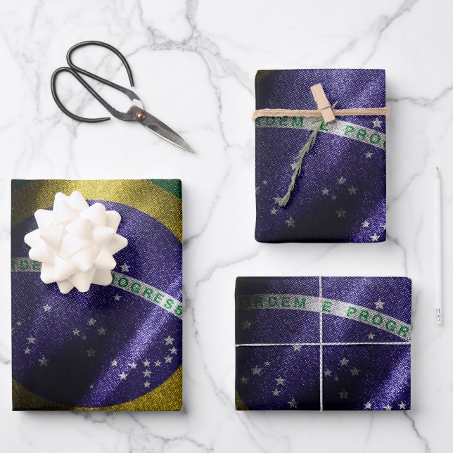 Brazil silk flag wrapping paper sheet (Front)