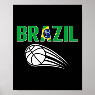 Brazil Sketll Fans Jersey - Brazilian Flag Sport L Poster