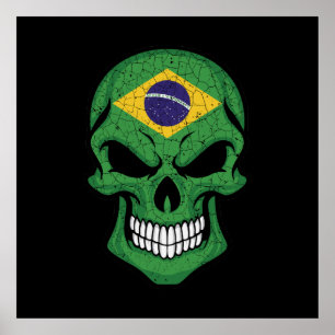 Brazil Smiling Skull Flag Poster