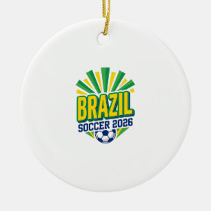 Brazil Soccer 2026 Soccer Bold Country Typography Ceramic Tree Decoration