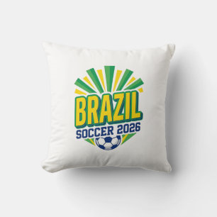 Brazil Soccer 2026 Soccer Bold Country Typography  Cushion