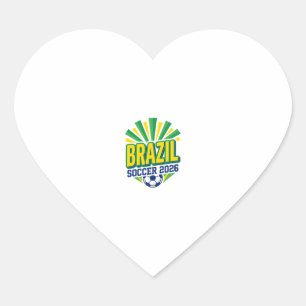 Brazil Soccer 2026 Soccer Bold Country Typography  Heart Sticker