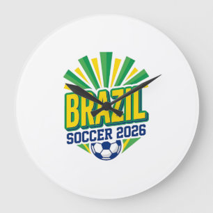 Brazil Soccer 2026 Soccer Bold Country Typography Large Clock