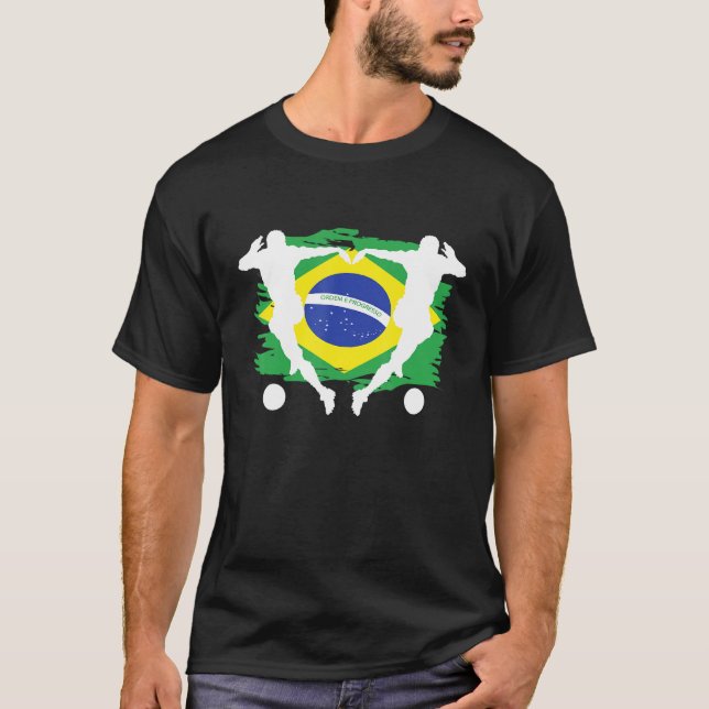 Brazil Soccer Ball Flag Jersey Attire  Brazilian F T-Shirt (Front)