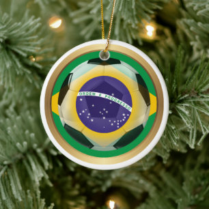 Brazil Soccer Ball Sports Ceramic Tree Decoration