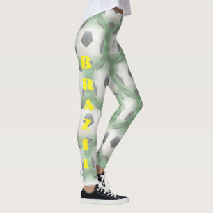 Brazil Soccer ball team supporter Leggings