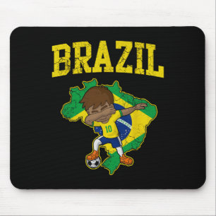 Brazil Soccer Boy Brazilian Footll Dabbing Kid Men Mouse Mat