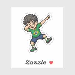 Brazil Soccer Dab Boy Vintage Vector Shirt_1
