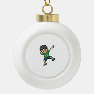 Brazil Soccer Dab Boy Vintage Vector Shirt_1 Ceramic Ball Christmas Ornament