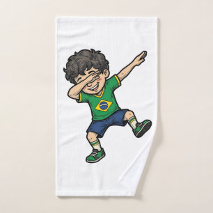Brazil Soccer Dab Boy Vintage Vector Shirt_1 Hand Towel