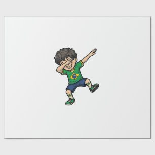 Brazil Soccer Dab Boy Vintage Vector Shirt_1 Wrapping Paper