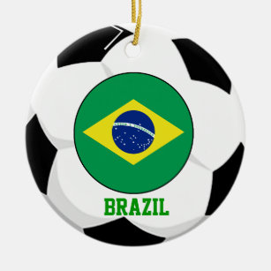 Brazil Soccer Fan Ornament 5 Times World Cup Champ