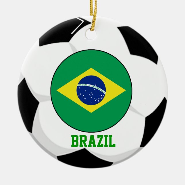 Brazil Soccer Fan Ornament 5 Times World Cup Champ (Front)