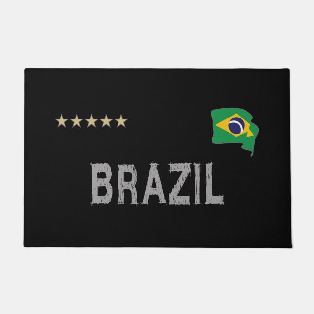 Brazil Soccer Football Fan Shirt Heart Doormat (Front)
