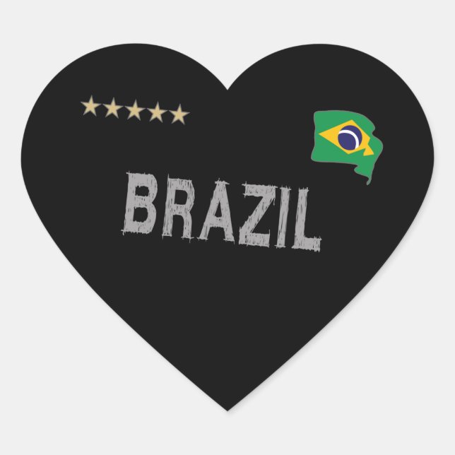 Brazil Soccer Football Fan Shirt Heart Heart Sticker (Front)