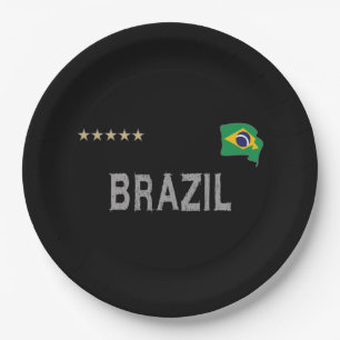 Brazil Soccer Football Fan Shirt Heart Paper Plate