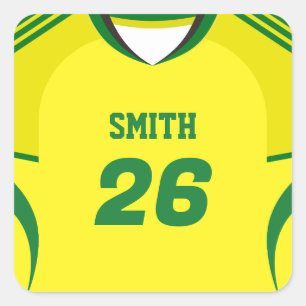 Brazil Soccer Jersey Custom Name Number Sticke Square Sticker