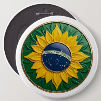 Brazil Solar Emblem - Luxury 3D National Pride Art 6 Cm Round Badge