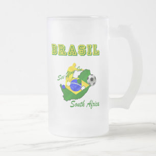 Brazil South Africa Qualifies Brasil T Frosted Glass Beer Mug