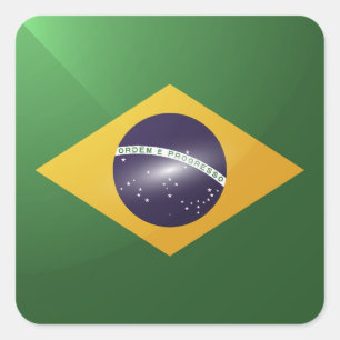 Brazil square glossy flag sticker