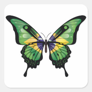 Brazil Swallowtail Butterfly Flag Sticker