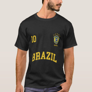Brazil Team Sports Number 10 Soccer Brazilian Flag T-Shirt