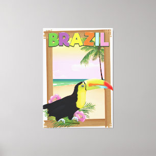 Brazil Toucan beach holiday poster Canvas Print